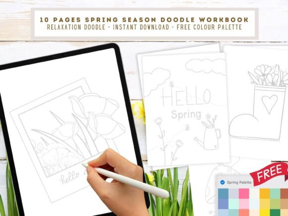 Procreate Spring Doodle Worksheet