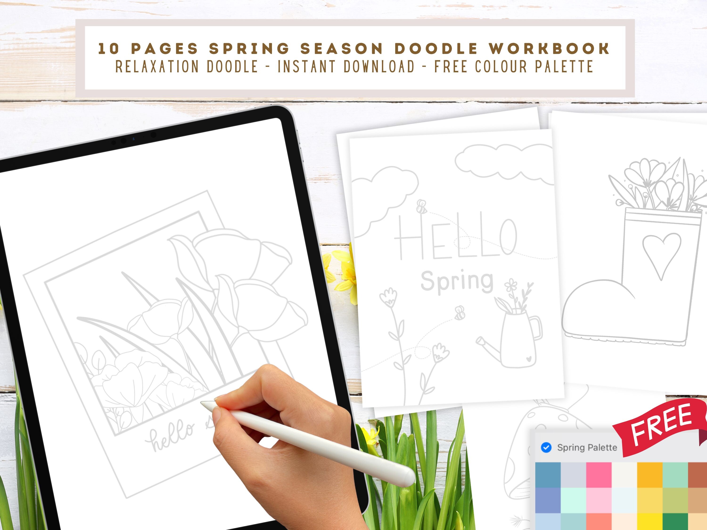 Procreate Spring Doodle Worksheet