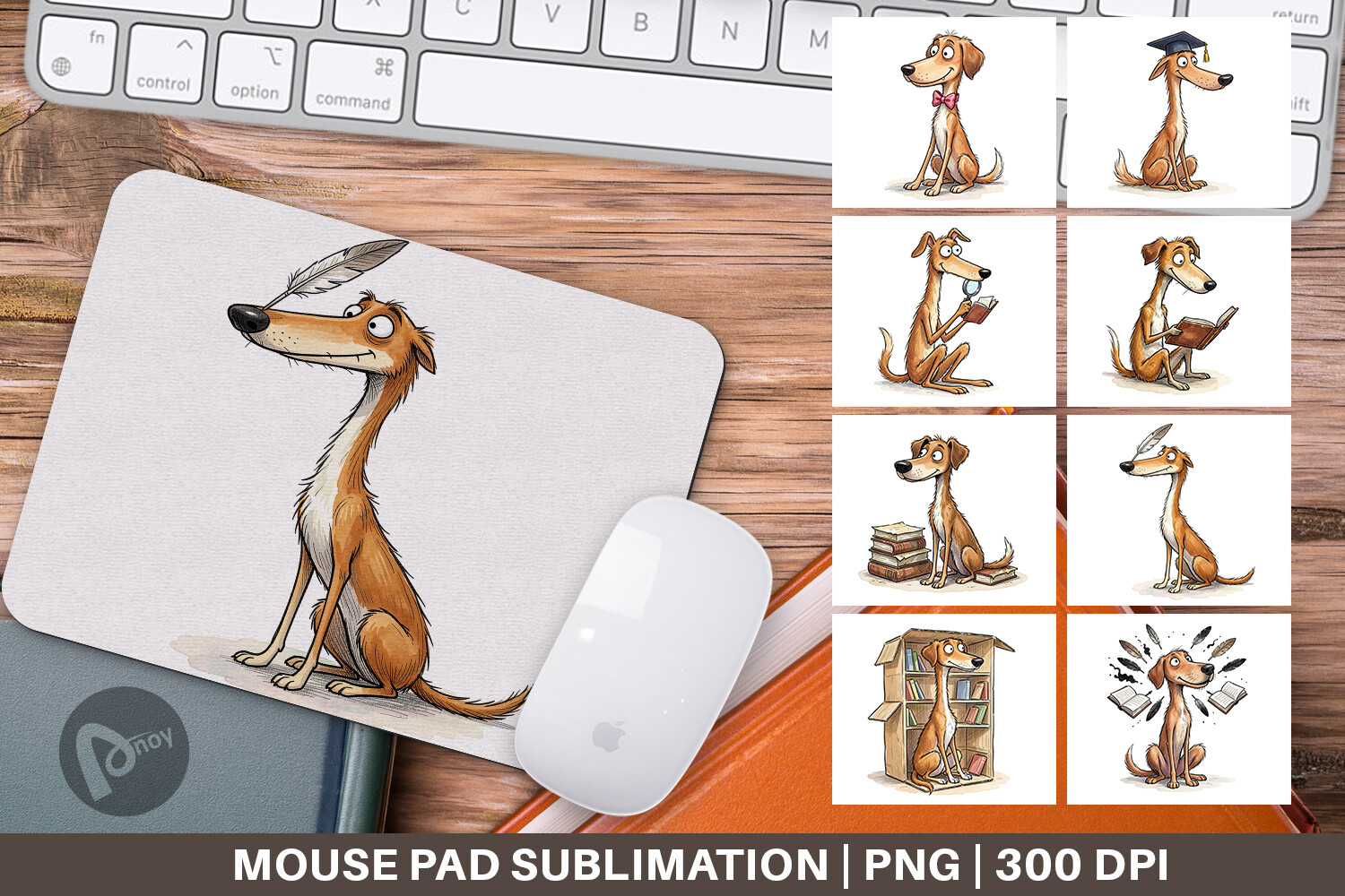 Scholarly Dog Watercolor Mouse Pad PNG Graphic by Artnoy · Creative Fabrica