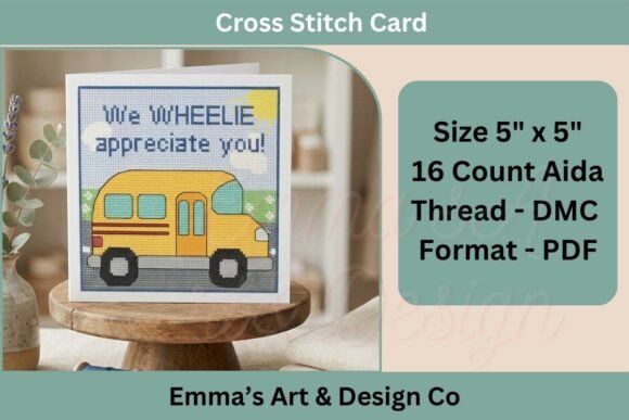 School Bus Thank You Card Pattern