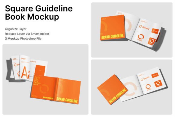 Square Guideline Book 3D Mockup