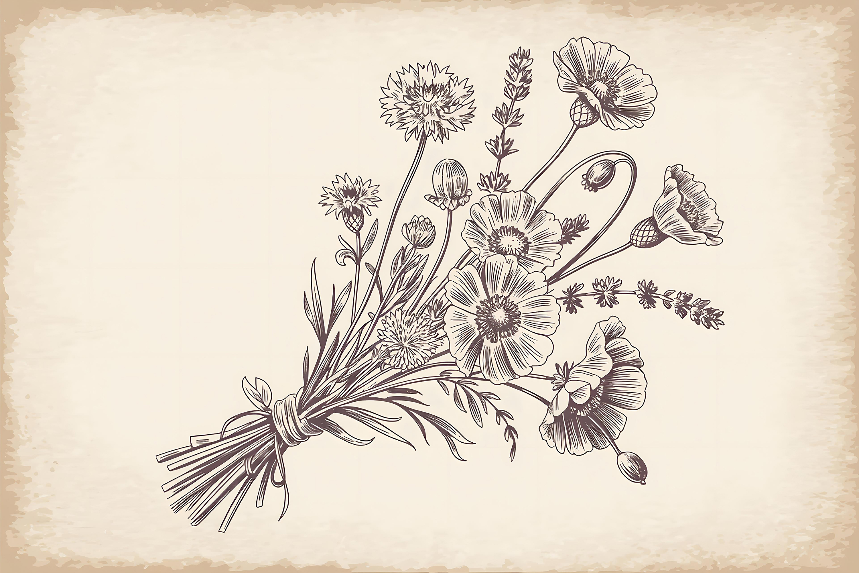 Vintage Tied Wildflower Bouquet Design