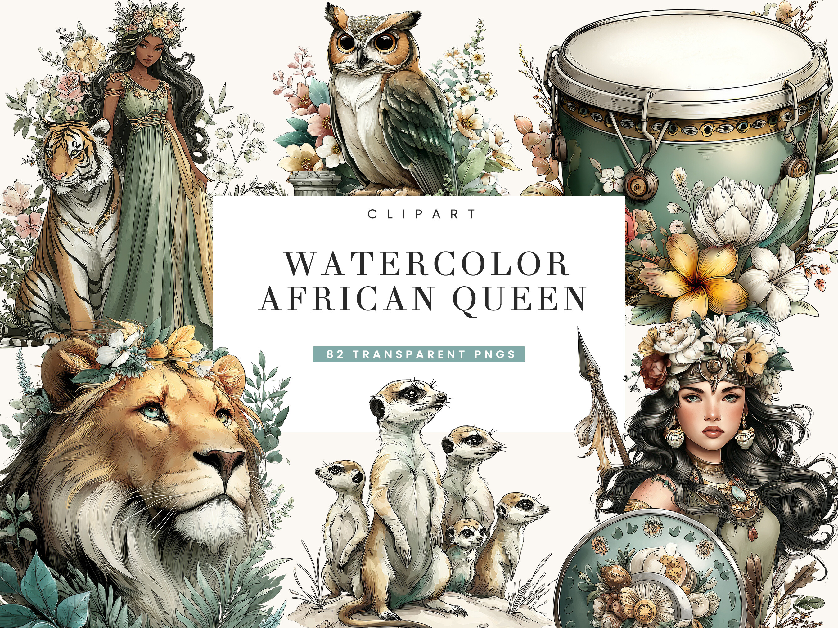 Watercolor African Queen Clipart Graphic by busydaydesign · Creative ...