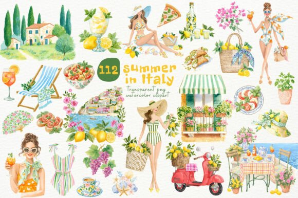 Watercolor Summer Italy PNG Clipart Graphic Illustrations By Nicolle's Colorful Art