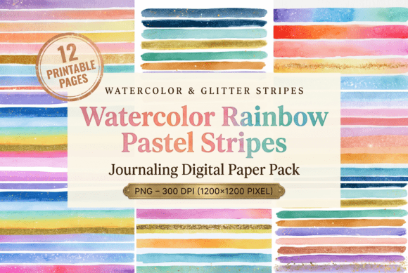 Watercolor Rainbow Pastel Stripes