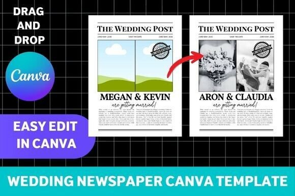 Wedding Newspaper Canva Template