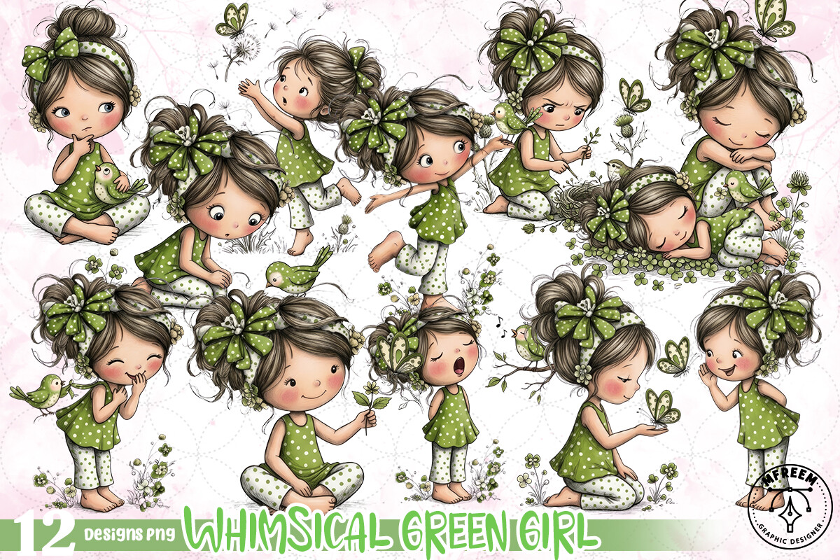 Whimsical Green Girl PNG Graphic by mfreem · Creative Fabrica