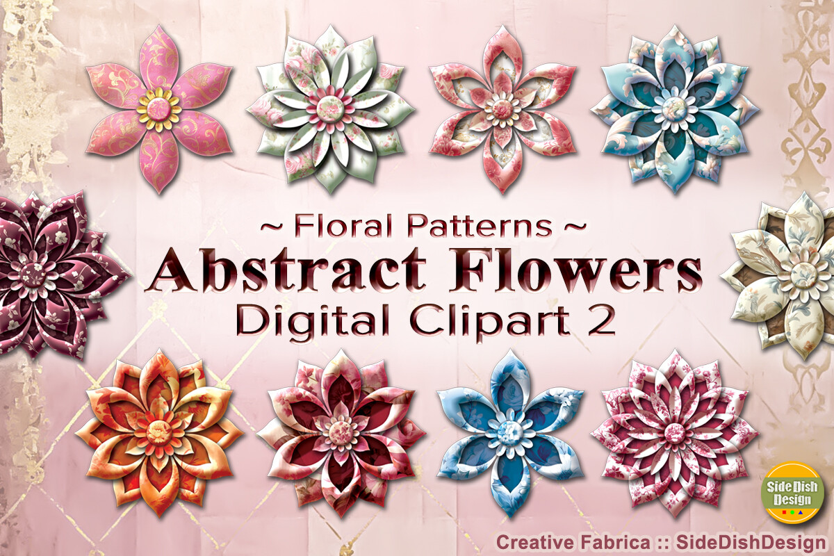 Abstract Flowers Digital Clipart 2