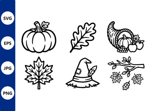 Autumn Harvest Line Art Icons Set