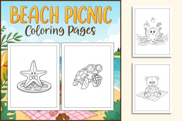 Beach Picnic Coloring Pages for Kids