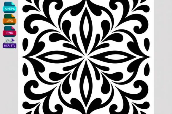 Black Swirl Floral SVG Cut File Design