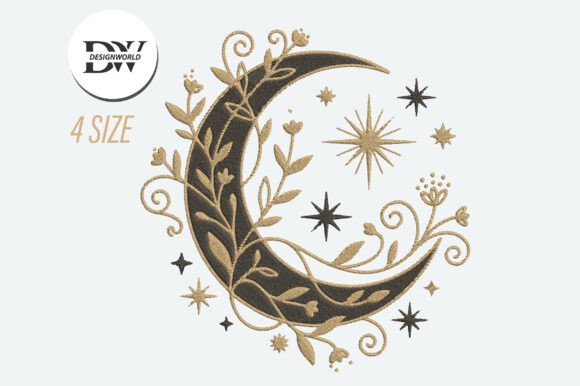 Crescent Moon Embroidery Design