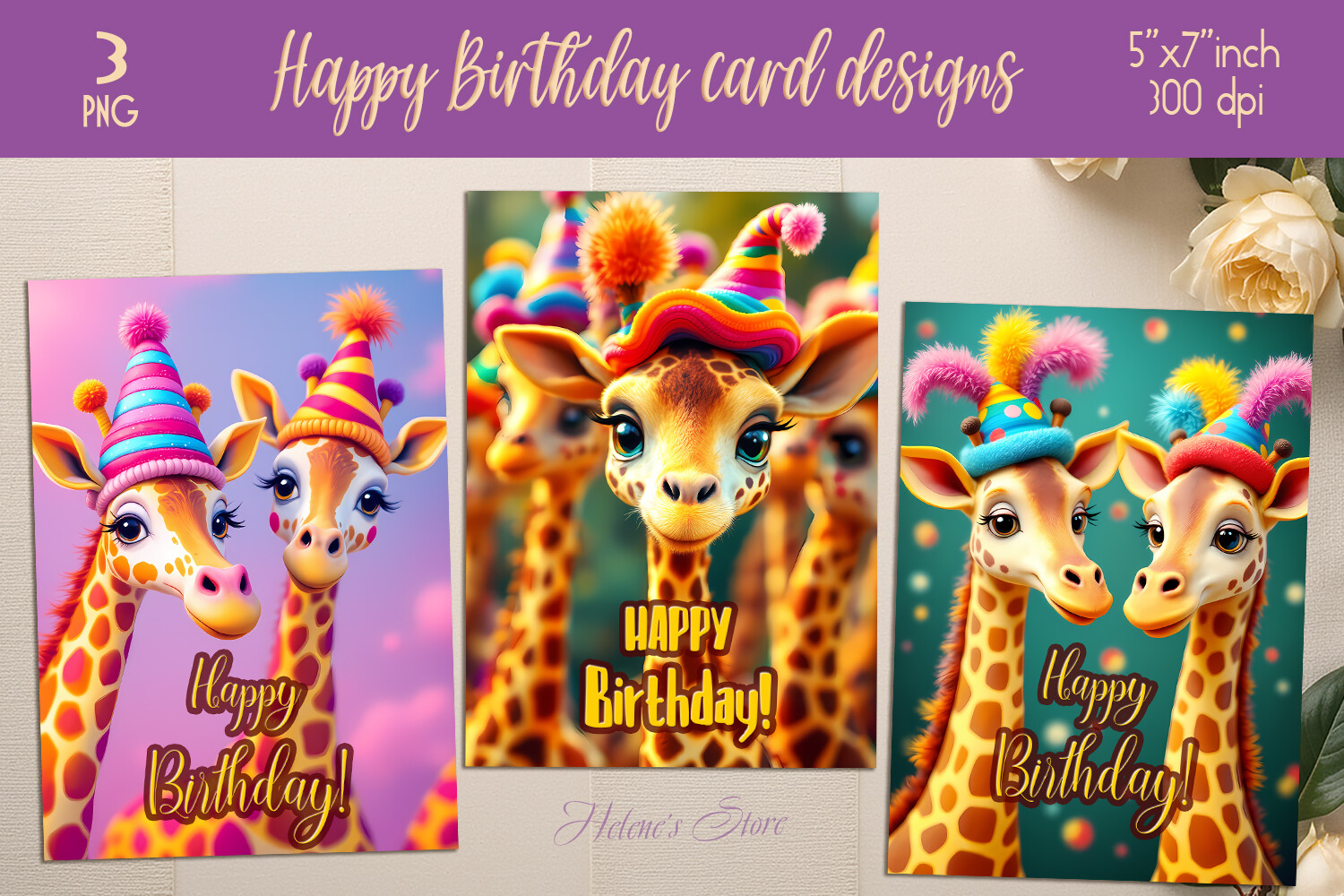 Cute Greeting Happy Birthday Card Design Graphic by Helene's store ...