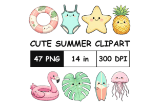 Cute Summer Clipart Kawaii PNG Set #2 Graphic by BundleExpert ...