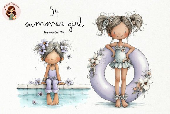Cute Summer Girl PNG Clipart Graphic Illustrations By Nicolle's Colorful Art