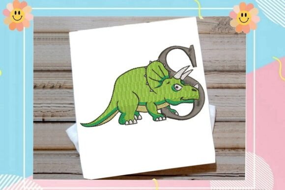 Dinosaur Monogram Alphabet Letter S Back to School Embroidery Design By Sewing Embroidery