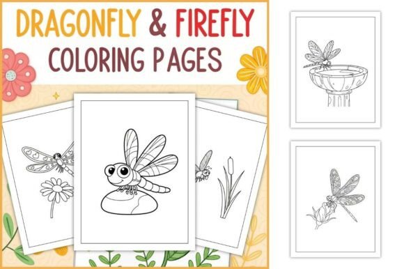 Dragonfly and Firefly Coloring Pages