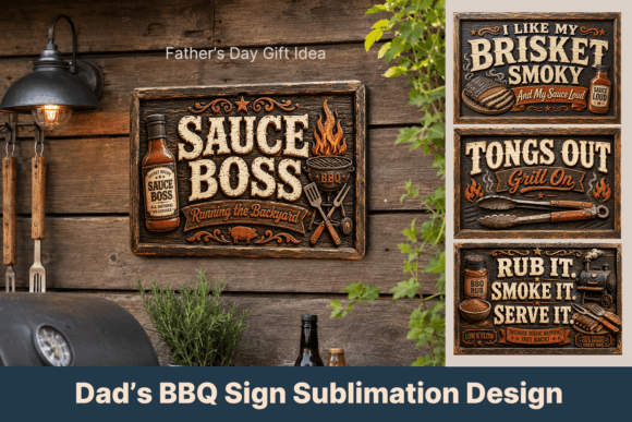 Fathers Day BBQ Signs PNG Sublimation