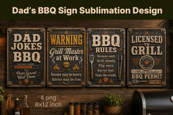 Fathers Day BBQ Signs PNG Sublimation