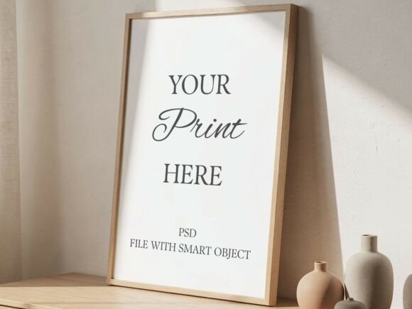 Leaning Frame Mockup Boho Poster Mockup Graphic Frames & Posters By Mockups Of Imaginations