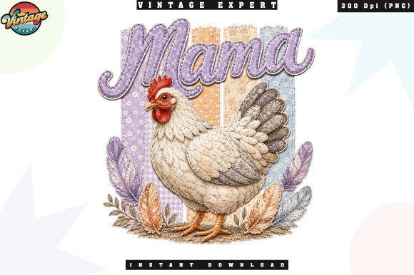 Mama Chicken Patchwork PNG
