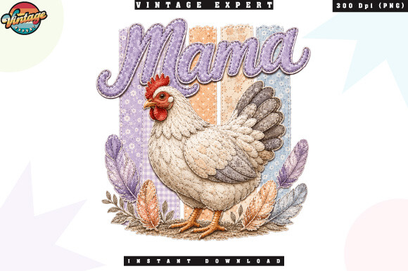 Mama Chicken Patchwork PNG