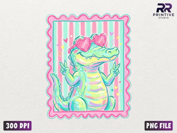 Preppy Alligator Summer PNG Grafica Illustrazioni AI Di RR Printive Studio