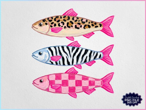 Preppy Brushstroke Coastal Fish PNG Graphic AI Illustrations By Creative Community