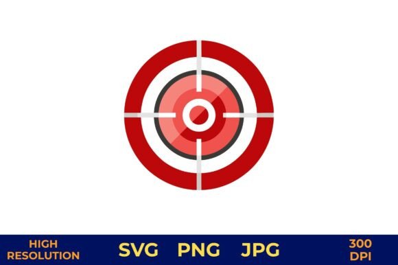 Red Target Icon Vector for Aim Focus Grafica Illustrazioni Stampabili Di designcrafts
