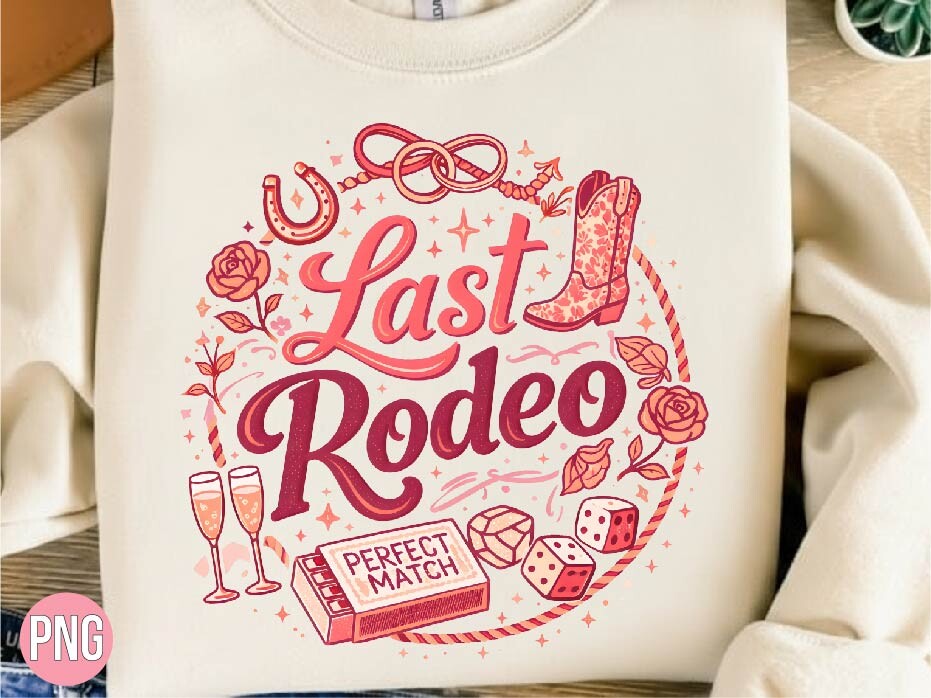 Retro Last Rodeo Western Bride PNG