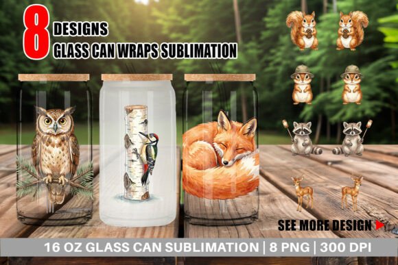 Retro Woodland Animals Glass Can Wrap Graphic by Artnoy · Creative Fabrica