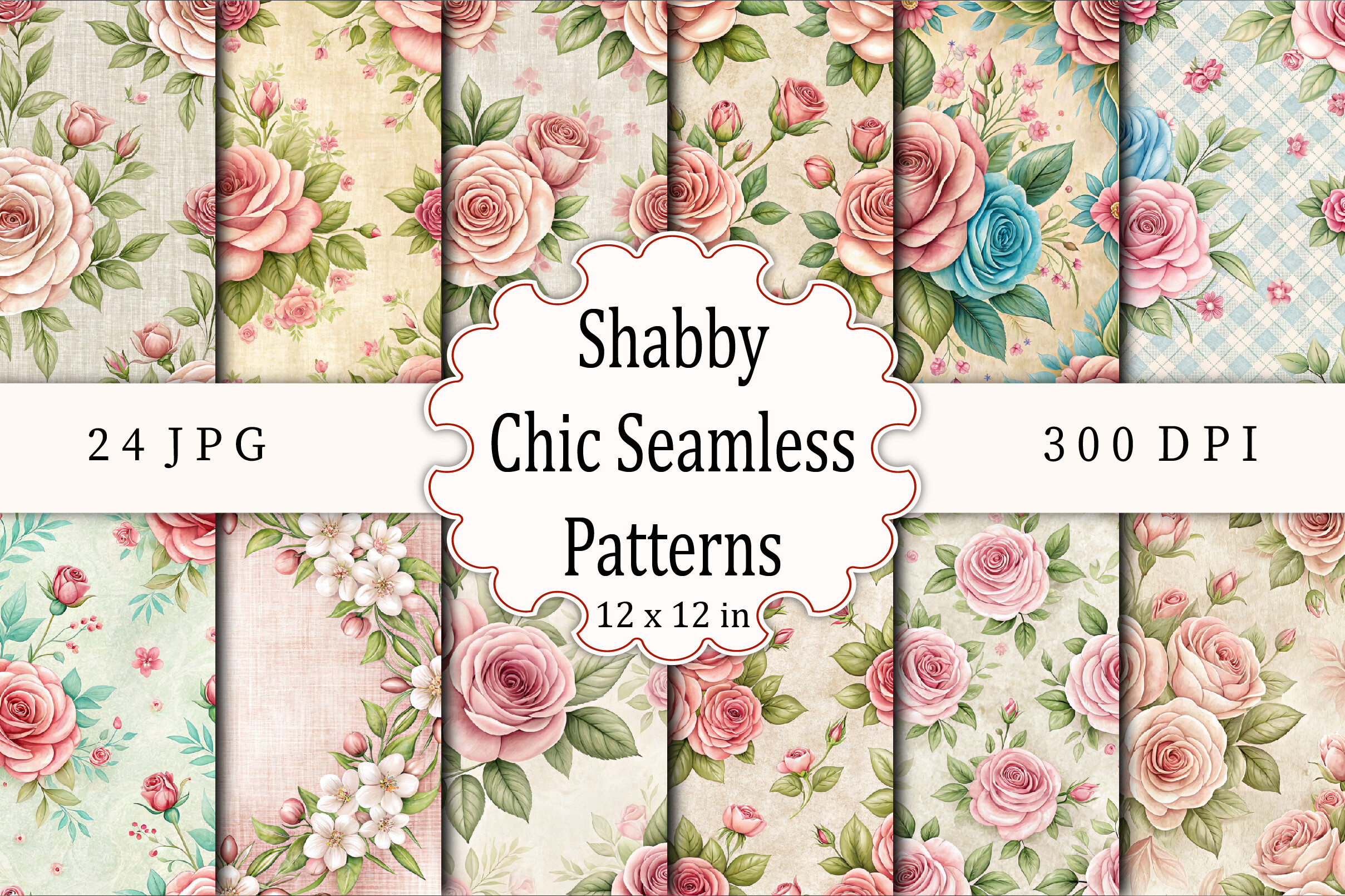 Shabby Chic Seamless Patterns Graphic by KDP TEMPLATES ART · Creative ...