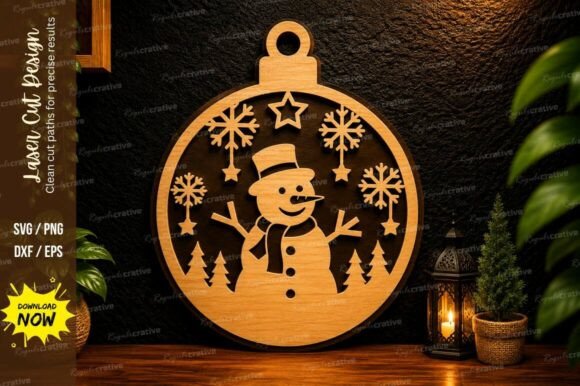 Snowman Christmas Ornament Laser Cut SVG Laser Cutting By Regulrcrative