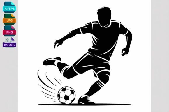 Soccer Player Kicking Ball Silhouette