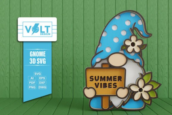 Summer Gnome 3D SVG Multilayered Cut Summer 3D SVG Craft By VOLT_DESIGN