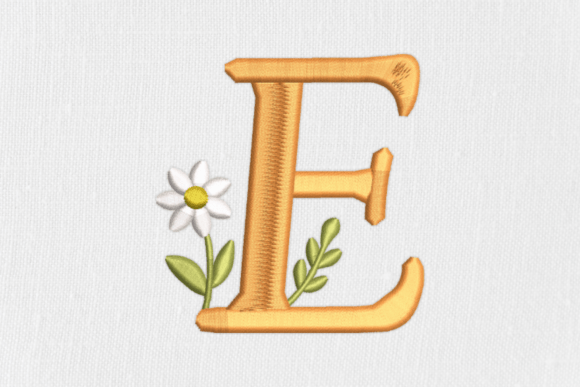 The Letter E is Feathered and Leafy Work, Religion & School Embroidery Design By Dragon.design