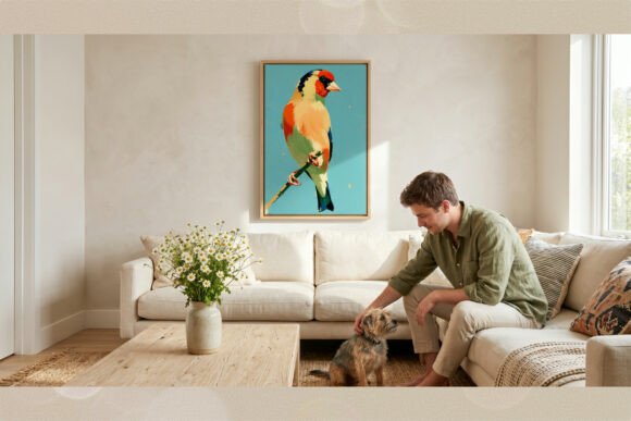 Vibrant Goldfinch Impasto Art Print