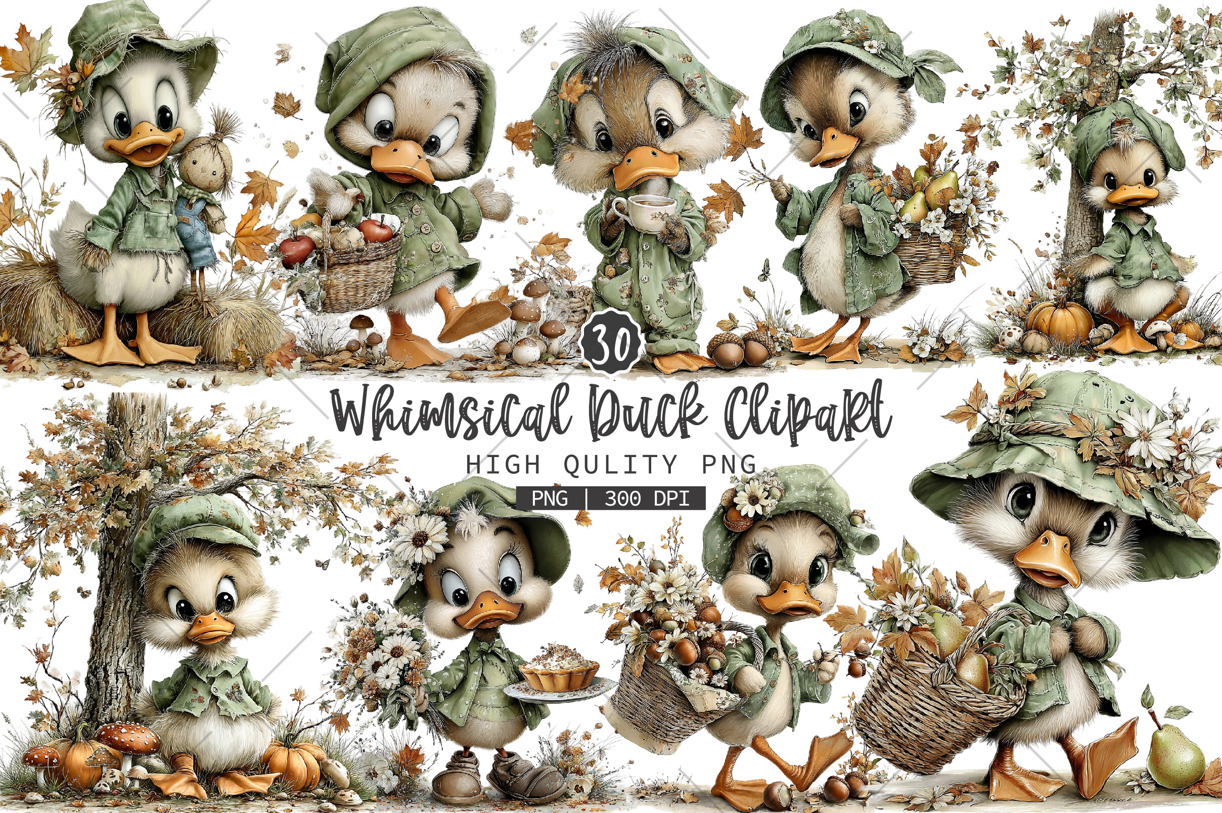 Whimsical Duck Clipart Bundle Graphic by RevolutionCraft · Creative Fabrica