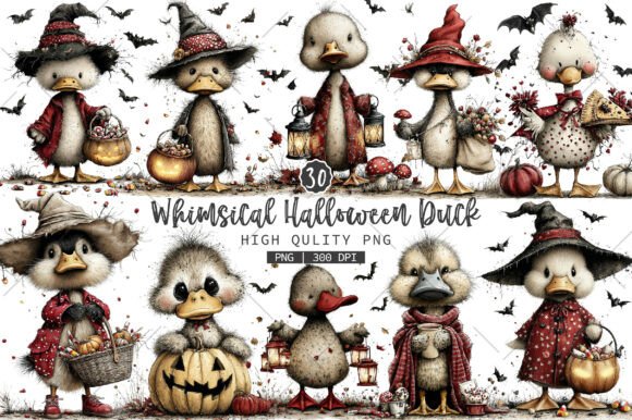 Whimsical Halloween Duck Clipart Graphic Illustrations By RevolutionCraft