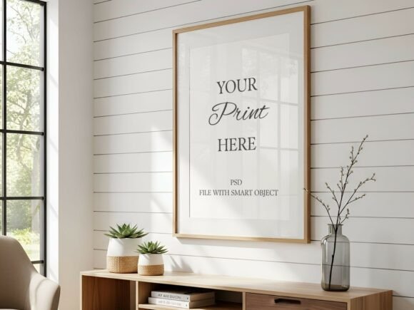 Wood Frame Mockup Farmhouse Poster Psd Graphic Frames & Posters By Mockups Of Imaginations