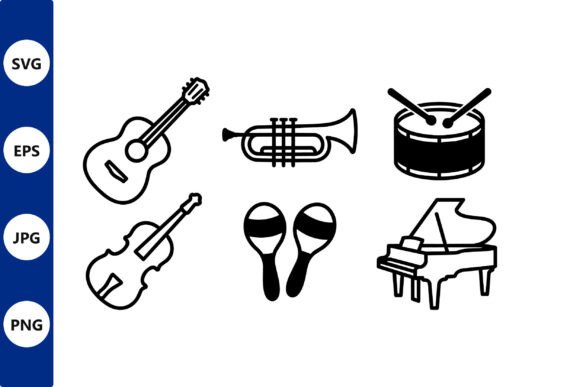 Musical Instruments Line Art Icons Graphic by Cute Things · Creative ...
