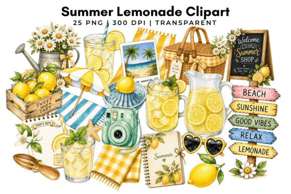 25 Summer Lemonade Clipart PNG Illustration Illustrations AI Par SnapBloomCo