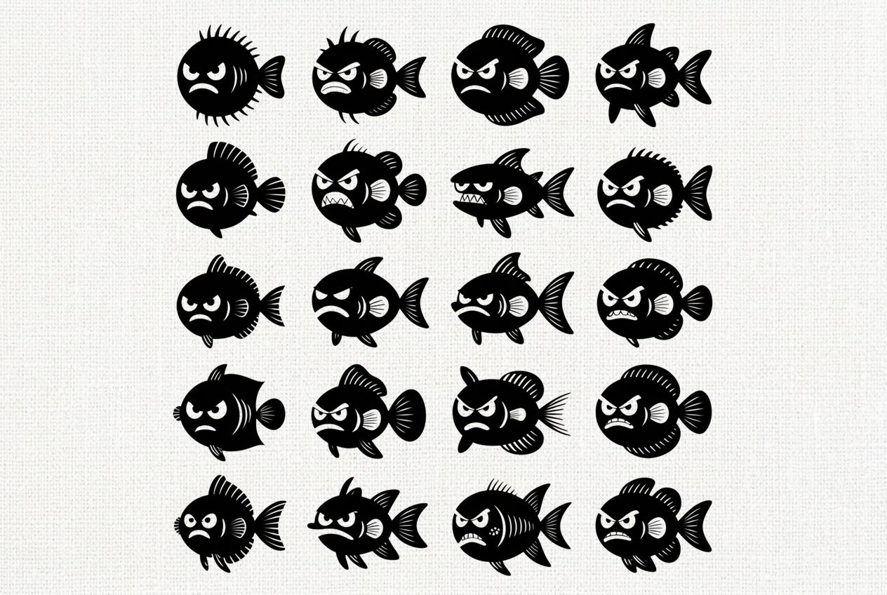 Angry Fish Vector Clipart Set Graphic by rabiulalam97677 · Creative Fabrica