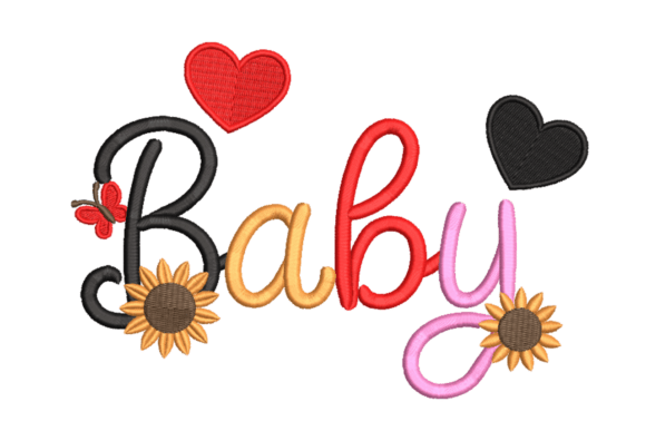 Baby Script with Hearts & Sunflowers