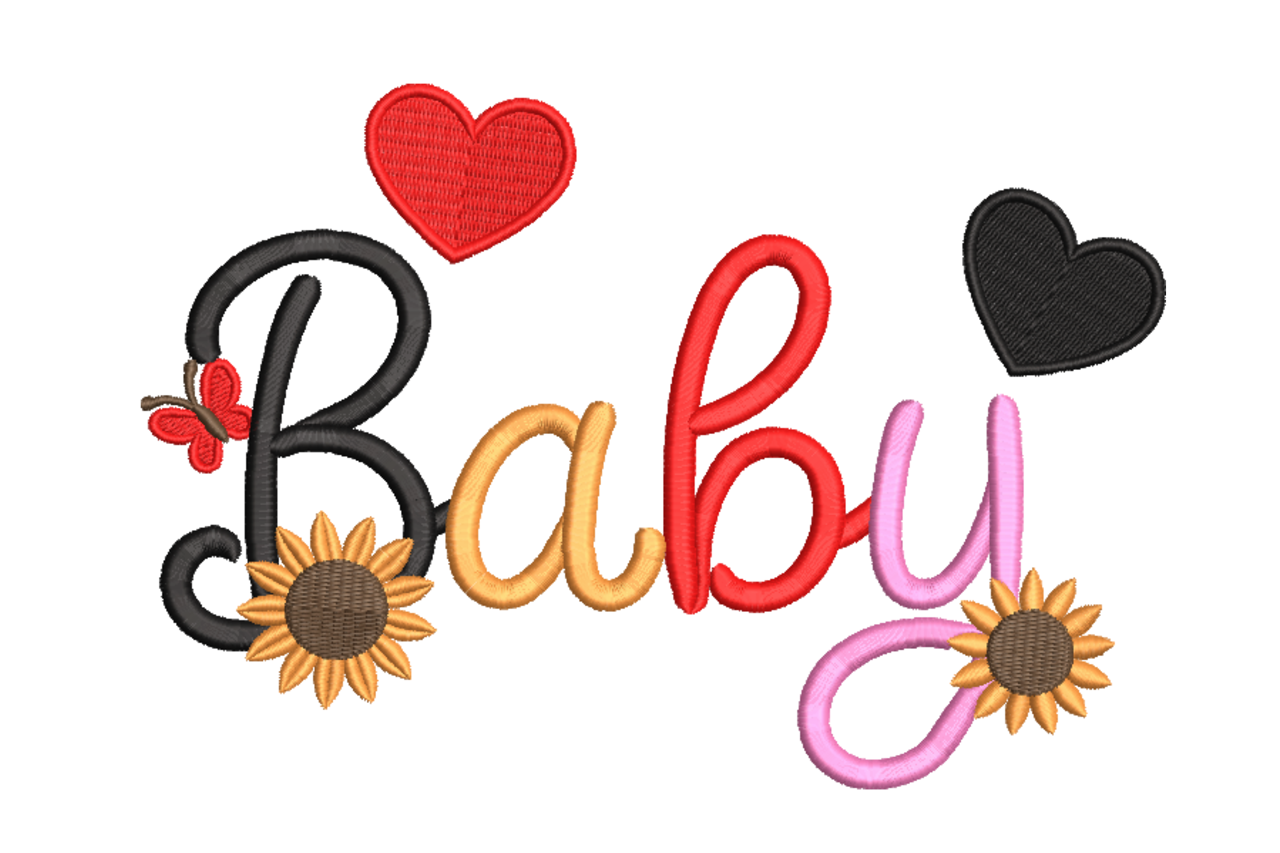 Baby Script with Hearts & Sunflowers