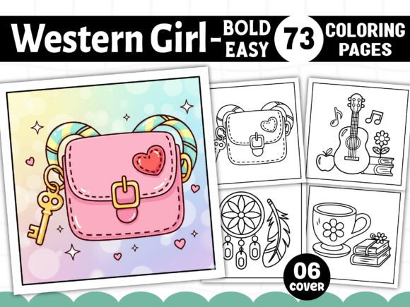 Bold and Easy Western Girl Coloring Book Grafik Ausmalseiten & Malbücher für Erwachsene Von KDP PRO DESIGN