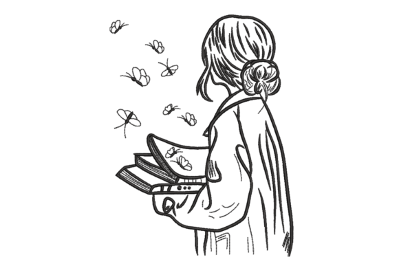 Bookish Girl & Butterflies