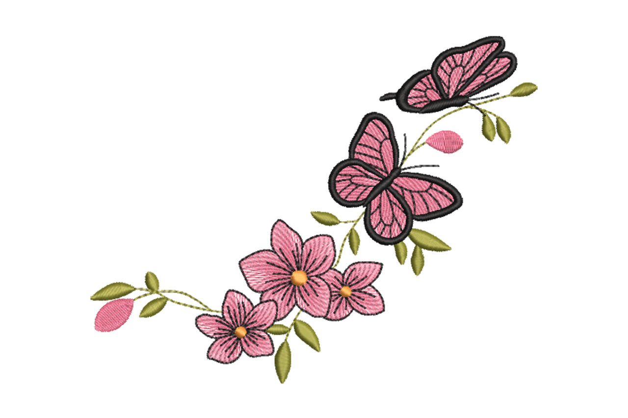 Butterflies and Blossoms – Curved Border