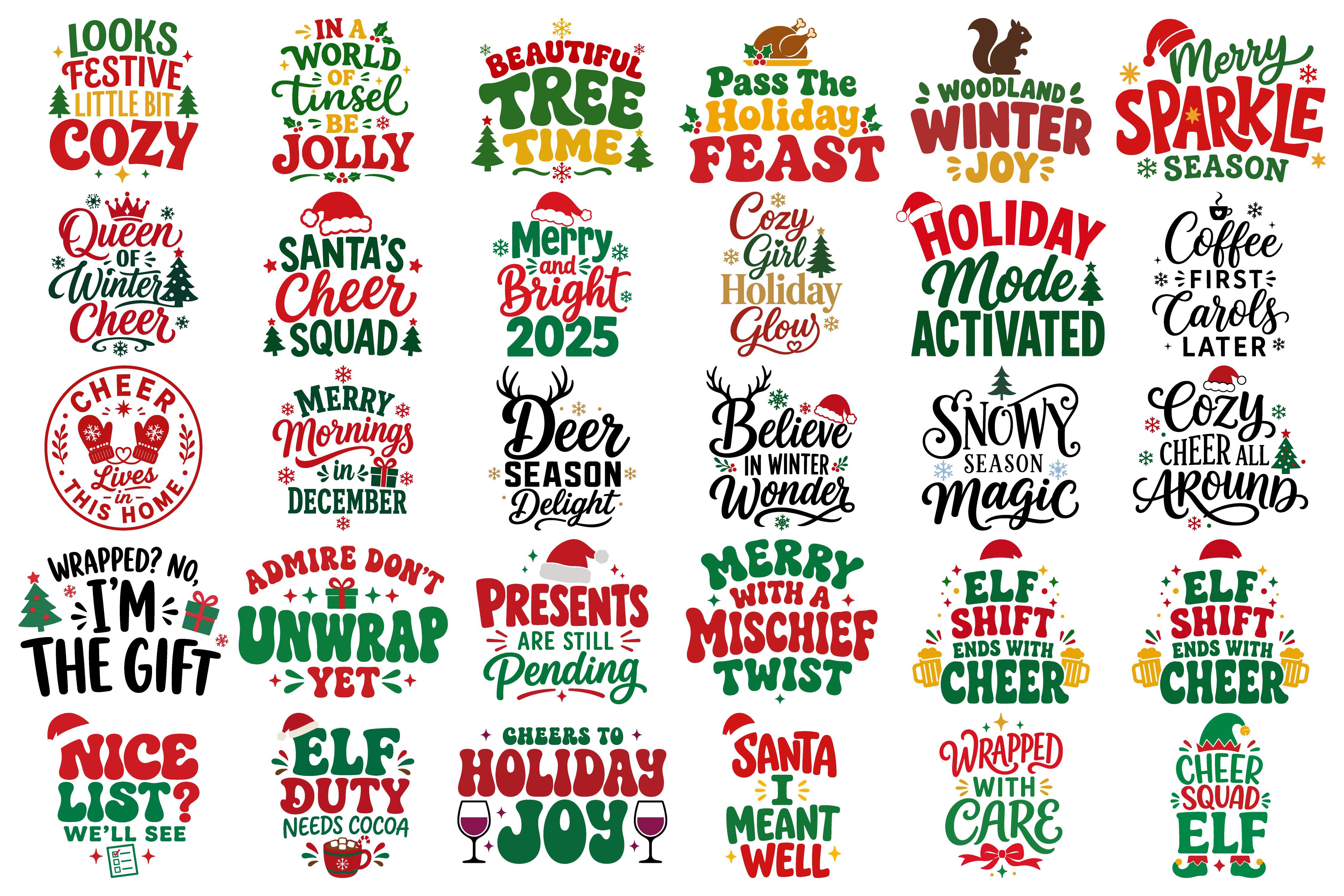 Christmas Holiday Typography SVG Bundle