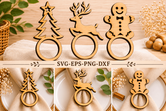 Christmas Napkin Ring SVG Bundle Corte con Láser Por SM.Creator